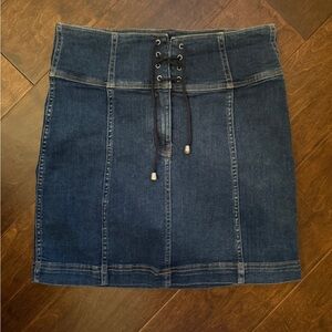 Free People High-Waisted Lace-Up Denim Mini Skirt – Size 10